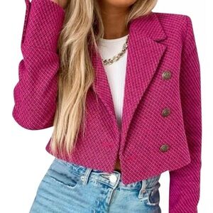 Zara Pink Double-Breasted Jacket